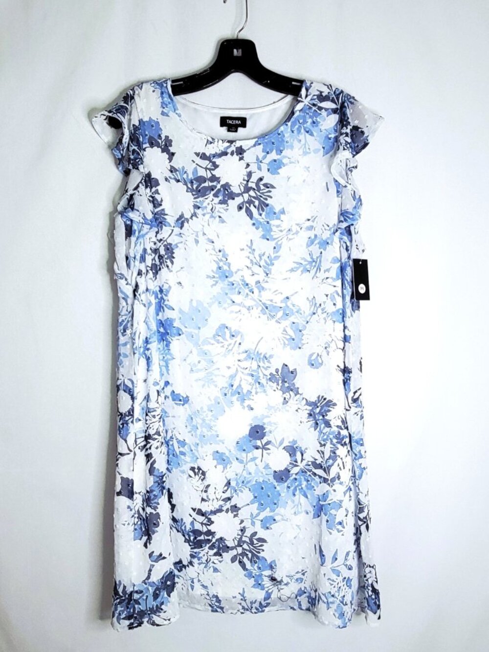 Tacera Dress Women's Medium Flutter Sleeve Floral Trapeze Lined No Belt
